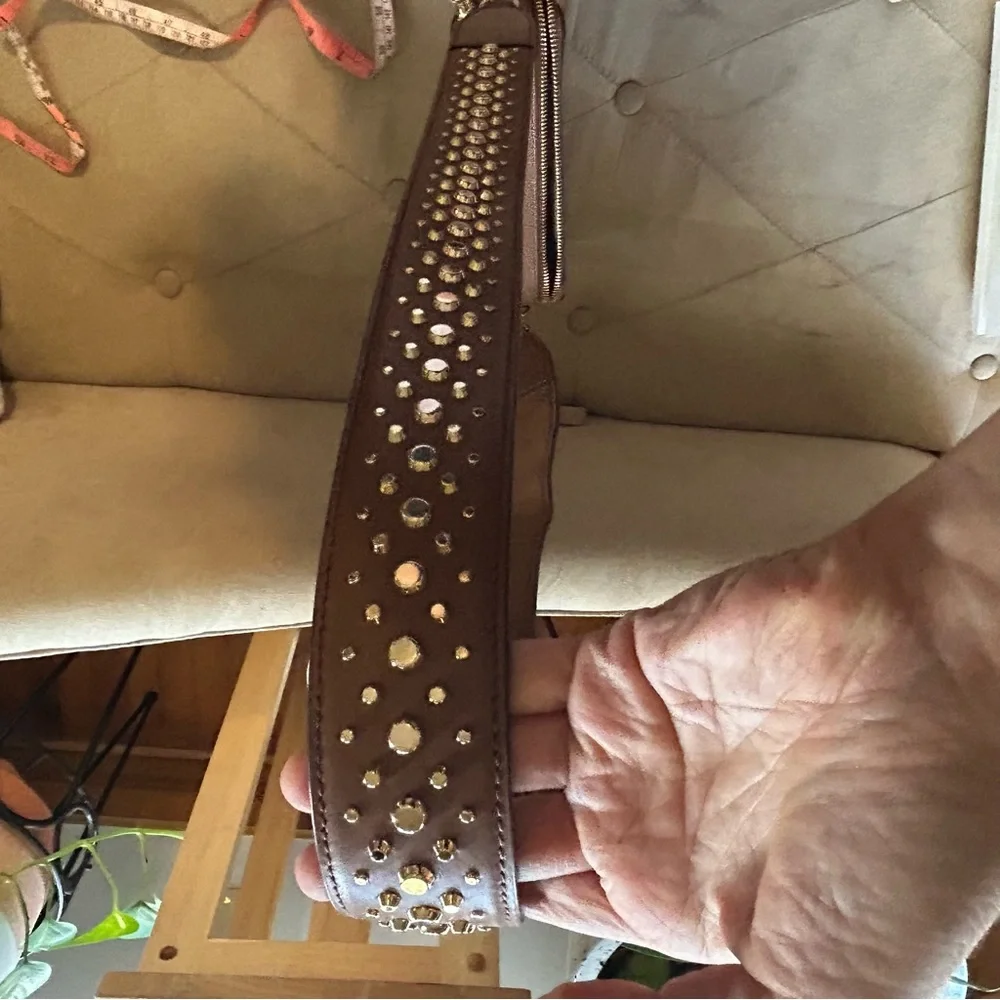 Michael Kors Jet Set Small Double Zip Camera Bag Studded Leather Purse Bag - Picture 7 of 8